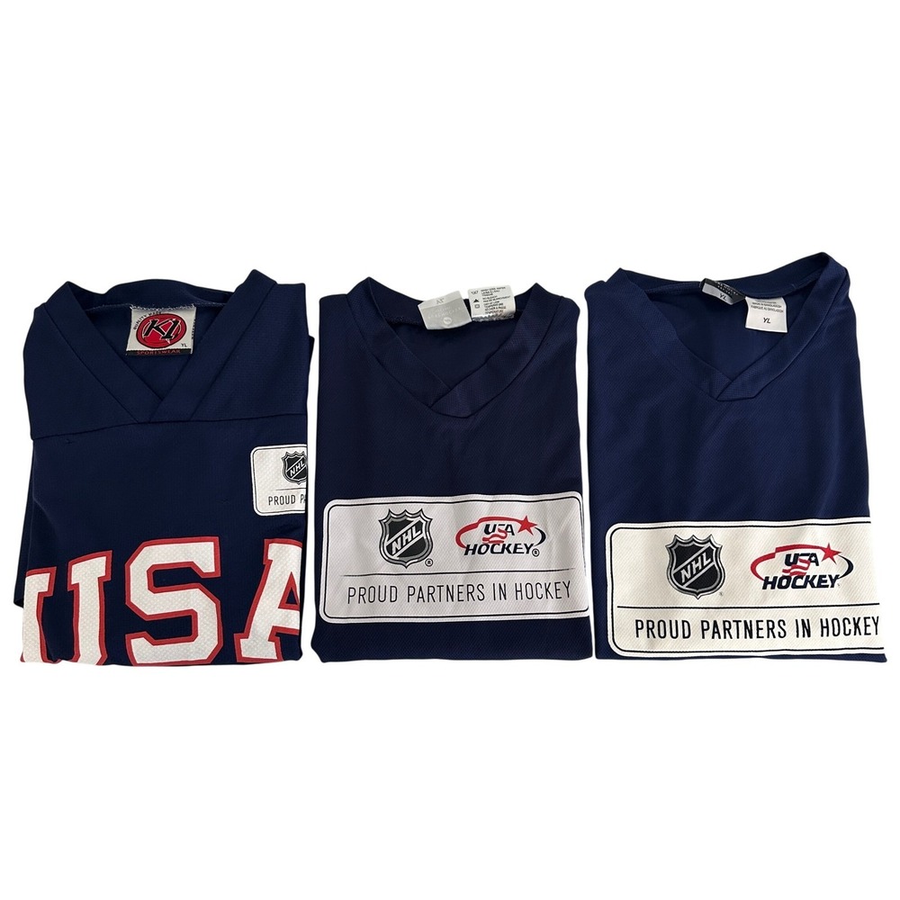 Bundle Vintage 90s Pure Hockey USA NHL Partners YouthLargeNavy Jersey 3/4 Sleeve